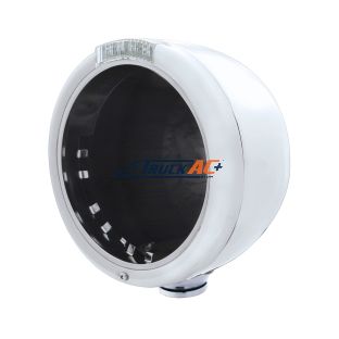 Stainless Steel Classic Half Moon Headlight No Bulb With LED Turn Signal - Clear Lens - United Pacific 31717