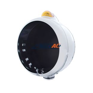 Stainless Steel Guide 682-C Headlight No Bulb With Dual Mode LED Signal - Amber Lens - United Pacific 32388