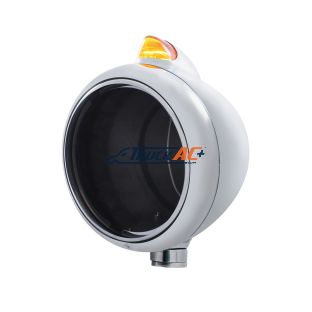 Stainless Steel Guide 682-C Headlight No Bulb & Original Style LED Signal-Amber Lens - United Pacific 32600