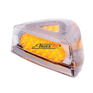 37 LED Turn Signal Light With Chrome Base For 1987-2007 Peterbilt 379/378/357- Amber LED/Clear Lens - United Pacific 39437