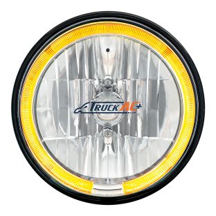7" Crystal Headlight With Amber LED Halo Ring - United Pacific 31284
