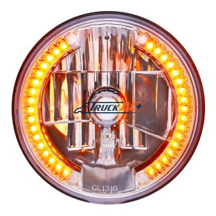 7" Crystal Headlight With 34 Amber LED Position Light - United Pacific 31378