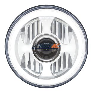 ULTRALIT - High Power LED 7" Projection Headlight With Dual Color LED Position Halo Ring - United Pacific 31496