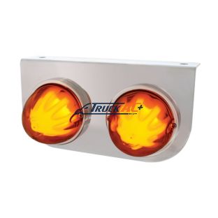 Stainless Light Bracket With 2X 9 LED Dual Function Watermelon GloLight - Amber LED/Amber Lens - United Pacific 34424