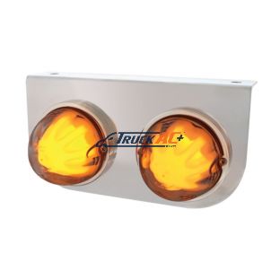Stainless Light Bracket With 2X 9 LED Dual Function Watermelon GloLight - Amber LED/Clear Lens - United Pacific 34426