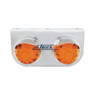 SS Light Bracket With 2X 17 LED Dual Function Watermelon Lights & Visors - Amber LED & Lens - United Pacific 37256
