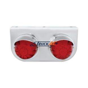 Stainless Light Bracket With 2X 17 LED Watermelon Lights & Visors - Red LED/Red Lens - United Pacific 37262