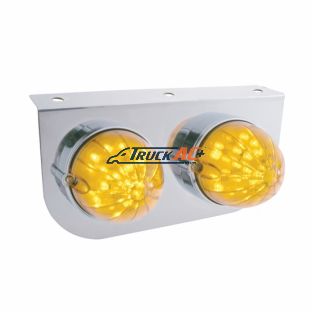 Stainless Light Bracket With 2X 19 LED Bullet Style Grakon 1000 Lights - Amber LED/Amber Lens - United Pacific 37460
