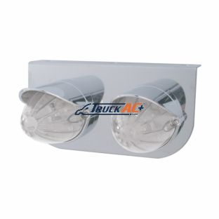 Stainless Light Bracket With 2X 19 LED Watermelon Lights & Visors - Amber LED/Clear Lens - United Pacific 37724