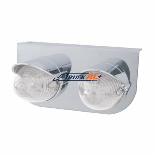Stainless Light Bracket With Two 19 LED Beehive Lights & Visors - Amber LED/Clear Lens - United Pacific 37726