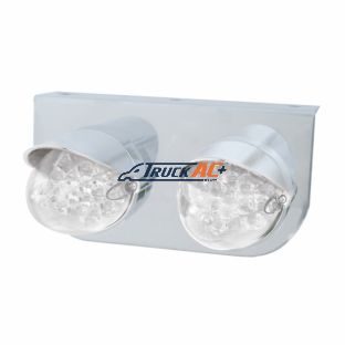 Stainless Light Bracket With 2X 19 LED Reflector Lights & Visors - Amber LED/Clear Lens - United Pacific 37728