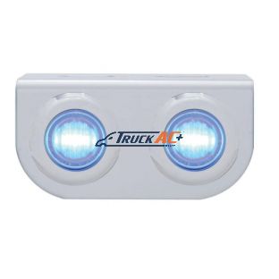 Stainless Light Bracket With 2X 3 LED 3/4" Mini Lights - Blue LED/Clear Lens - United Pacific 37835