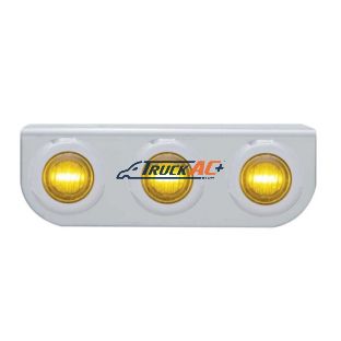 Stainless Light Bracket With 3X 3 LED 3/4" Mini Lights - Amber LED/Amber Lens - United Pacific 37837