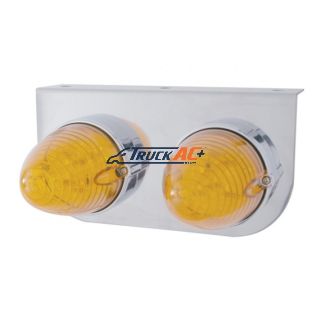 Stainless Light Bracket With 2X 19 LED Beehive Lights - Amber LED/Amber Lens - United Pacific 37892