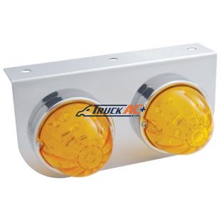 Stainless Light Bracket With 2X 17 LED Dual Function Watermelon Lights - Amber LED/Amber Lens - United Pacific 39790
