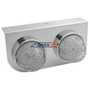 Stainless Light Bracket With 2X 17 LED Dual Function Watermelon Lights - Red LED/Clear Lens - United Pacific 39793
