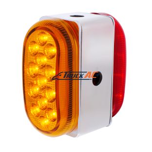 26 LED Dual Function Reflector Double Face Oval Light With SS Bracket - Amber & Red LED/Amber & Red Lens - United Pacific 60055