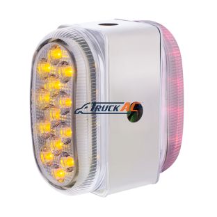 26 LED Dual Function Reflector Double Face Oval Light With SS Bracket - Amber & Red LED/Clear Lens - United Pacific 60056
