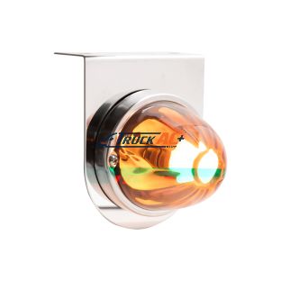 Dual Function Glass Watermelon Light With Stainless Steel Light Bracket Kit With LED Bulb-Amber LED/Amber Lens - United Pacific 20400
