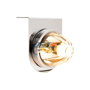 Dual Function Glass Watermelon Light With Stainless Steel Light Bracket Kit With LED Bulb-Amber LED/Clear Lens - United Pacific 20406