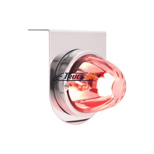 Dual Function Glass Watermelon Light With Stainless Steel Light Bracket Kit With LED Bulb-Red LED/Clear Lens - United Pacific 20414