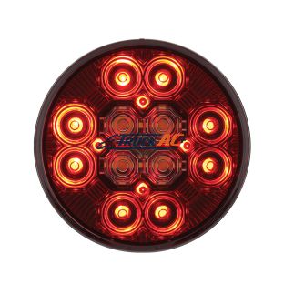 4" Round Combo Light With 12 LED Stop, Turn & Tail & 16 LED Back-Up - Red LED/Red Lens - United Pacific 36607