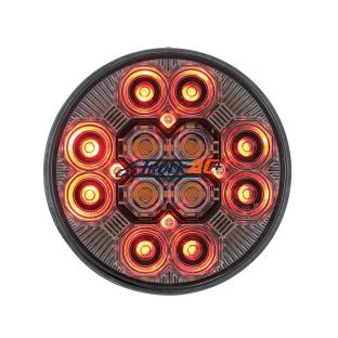 4" Round Combo Light With 12 LED Stop, Turn & Tail & 16 LED Back-Up - Red LED/Clear Lens - United Pacific 36608