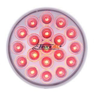 19 LED 4" Round Double Fury Light (Stop, Turn, Tail) With Warning Light - Red & Amber LED/Clear Lens - United Pacific 36722