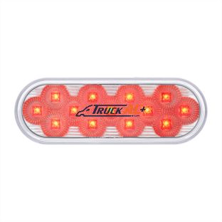 13 LED 6" Oval Double Fury Light (Stop, Turn & Tail) With Warning Light - Red & Amber LED/Clear Lens - United Pacific 36723