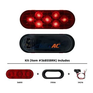 7 LED Oval Light Kit (Stop, Turn & Tail) - Red LED/Red Lens - United Pacific 36855BRK