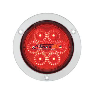 7 LED 4" Round SS Flange Light (Stop, Turn & Tail) - Red LED/Red Lens - United Pacific 36913