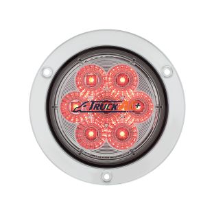 7 LED 4" Round SS Flange Light (Stop, Turn & Tail) - Red LED/Clear Lens - United Pacific 36914