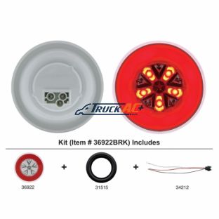 18 LED 4" Round GloLight Kit (Stop, Turn & Tail) - Red LED/Red Lens (Each) - United Pacific 36922BRK