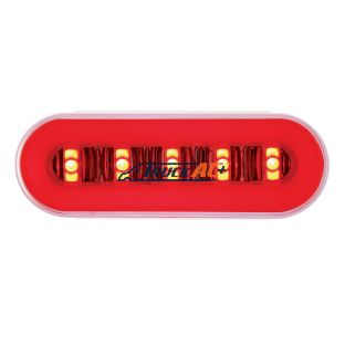 22 LED 6" Oval GloLight With Divider Bar Inner Design (Stop, Turn & Tail) - Red LED/Red Insert (Card) - United Pacific 36924