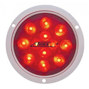 12 LED 4" Round Flange Mount Light (Stop, Turn & Tail) - Red LED/Red Lens - United Pacific 38061