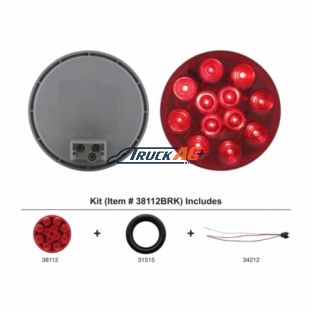 12 LED 4" Round Light Kit (Stop, Turn & Tail) - Red LED/Red Lens - United Pacific 38112BRK