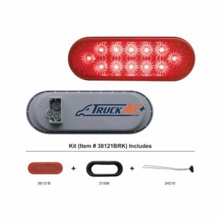 12 LED 6" Oval Reflector Light Kit (Stop, Turn & Tail) - Red LED/Red Lens - United Pacific 38121BRK