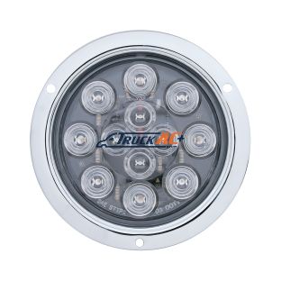 12 LED 4" Round Flange Mount Light (Stop, Turn & Tail) - Red LED/Clear Lens - United Pacific 38649