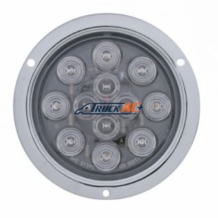 12 LED 4" Round Flange Mount Light (Stop, Turn & Tail) - Red LED/Clear Lens - United Pacific 38649B