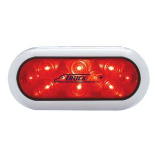 10 LED 6" Oval Flange Mount Light With Bezel (Stop, Turn & Tail) - Red LED/Red Lens - United Pacific 38900B