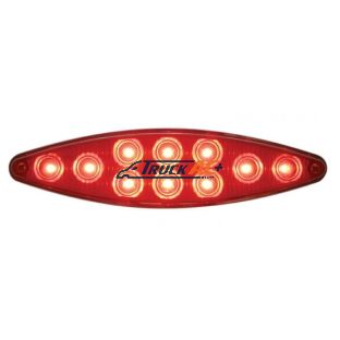 10 LED "Cat's Eye" Light With Bezel (Stop, Turn & Tail) - Red LED/Red Lens - United Pacific 39402