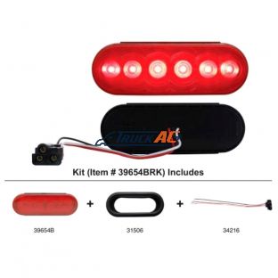 6 LED Oval Light Kit (Stop, Turn & Tail) - Red LED/Red Lens - United Pacific 39654BRK