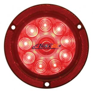 10 LED 4" Round Reflex Flange Mount Light (Stop, Turn & Tail) - Red LED/Red Lens - United Pacific 39656B