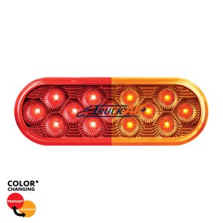 13 LED 6" Oval Double Fury Light (Stop & Turn)-Red & Amber LED/Clear Lens - United Pacific 36110