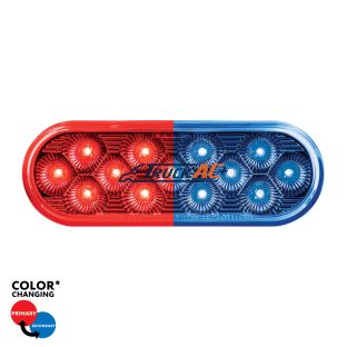 13 LED 6" Oval Double Fury Light (Stop & Turn)-Red & Blue LED/Clear Lens - United Pacific 36111