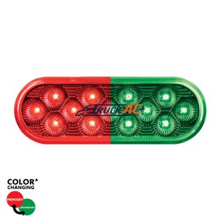 13 LED 6" Oval Double Fury Light (Stop & Turn)-Red & Green LED/Clear Lens - United Pacific 36112
