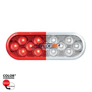 13 LED 6" Oval Double Fury Light (Stop & Turn)-Red & White LED/Clear Lens - United Pacific 36114