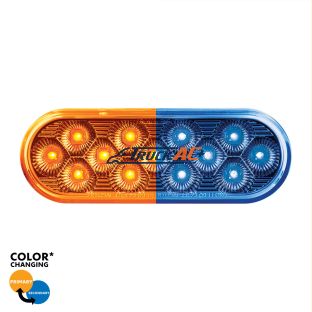 13 LED 6" Oval Double Fury Light (Turn Signal)-Amber & Blue LED/Clear Lens - United Pacific 36115
