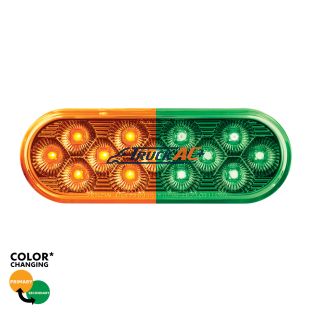 13 LED 6" Oval Double Fury Light (Turn Signal)-Amber & Green LED/Clear Lens - United Pacific 36116