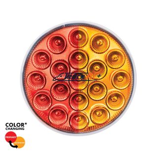 19 LED 4" Round Double Fury Light (Stop & Turn) - Red & Amber LED/Clear Lens - United Pacific 35946